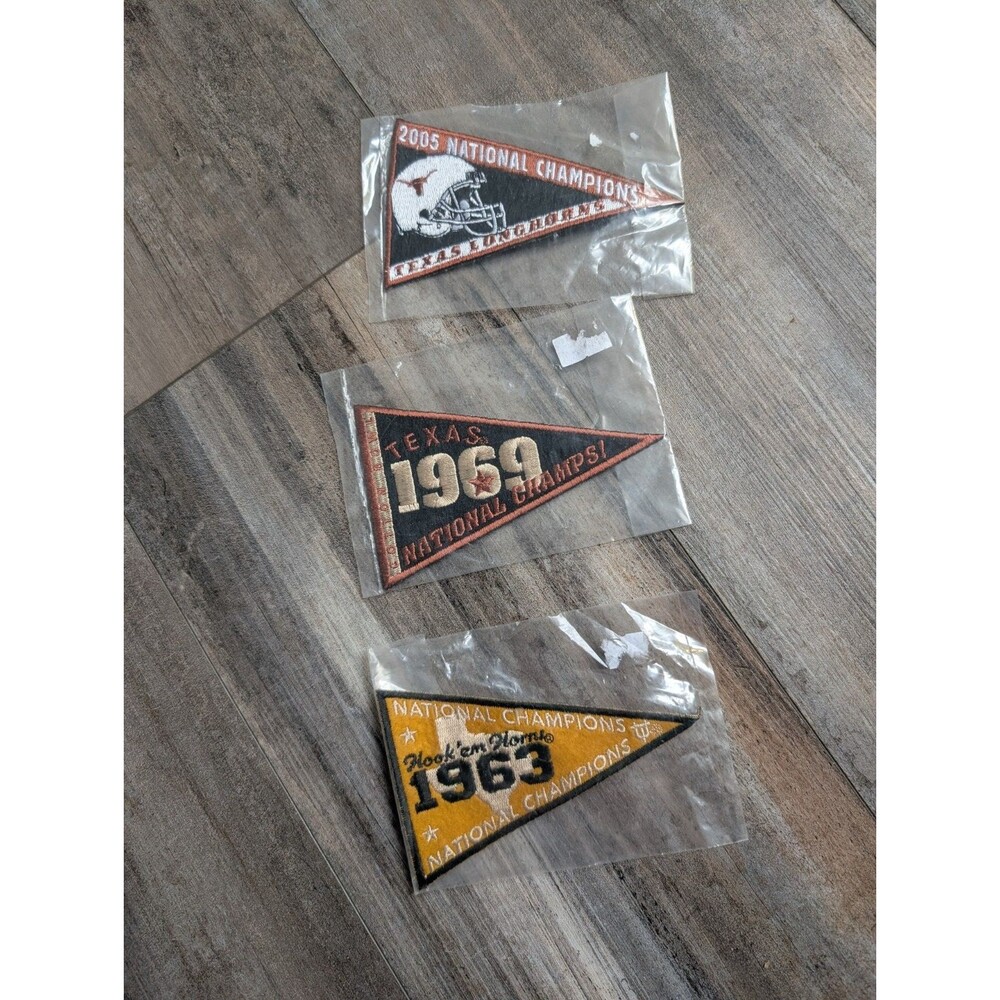 NEW 3 University of Texas Longhorns National Championship Mini Pennants Patches